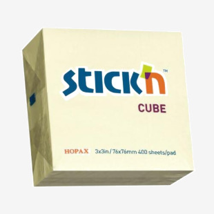 ValueX Stickn Notes Cube 76x76mm 400 Sheets Pastel Yellow 21072 41920HP