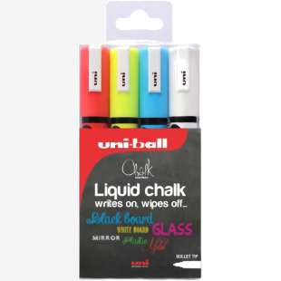 uni-ball Chalk Marker Bullet Tip Medium Assorted Colours (Pack 4) - 153528181 10802UB