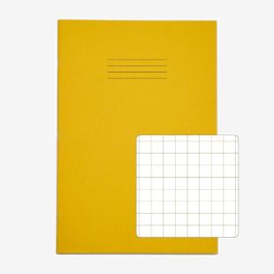 Rhino A4 Special Exercise Book 48 Page 12mm Squares S10 Yellow with Tinted Cream Paper (Pack 10) - EX68192CV-2 14608VC