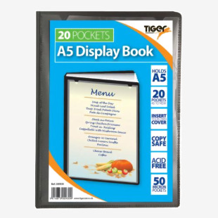 Tiger A5 Presentation Display Book 20 Pocket Black - 300930 42659TG