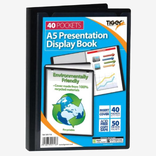 Tiger A5 Presentation Display Book 40 Pocket Black - 301718 42666TG