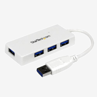 StarTech 4 Port SuperSpeed Mini USB 3.0 Hub White 8STST4300MINU3W