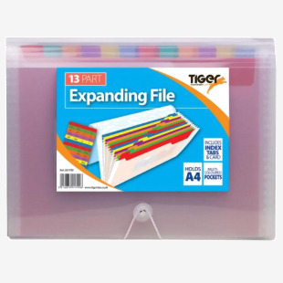 Tiger Rainbow Expanding File Polypropylene A4 13 Part Clear - 301799 42771TG