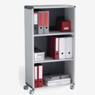 Fast Paper Mobile Bookcase 3 Compartment 2 Shelves GreyCharcoal - F381K211 47811PL