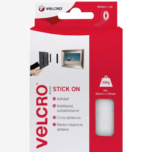 Velcro Sticky Hook and Loop Strip 20mmx1m White - 40261 44990RY