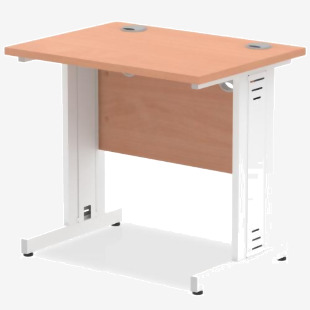 Impulse 800 x 600mm Straight Desk Beech Top White Cable Managed Leg MI002888 19604DY