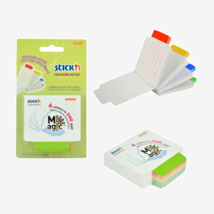 Stickn Magic Tracking Notes 70x70mm Ruled 100 Sheets White with Coloured Tab 21559 42235HP