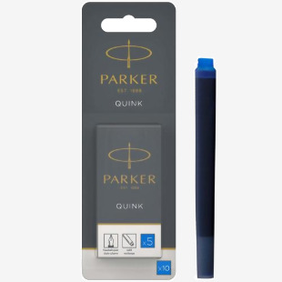 Parker Quink Long Ink Refill Cartridge for Fountain Pens Blue (Pack 10) - 1950207 11386NR