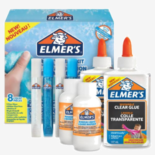 Elmers Glue Frosty Slime Kit With Clear PVA Glue Glitter Glue Pens and Magical Liquid Activator Solution - 8 Piece Kit - 2077254 49839NR