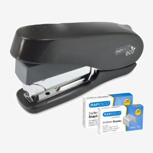 Rapesco Germ Savvy Luna Eco Stapler Plastic 50 Sheet Black - 1466 30346RA