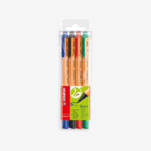 STABILO GREENpoint CO2 neutral Fibre Tip Sign Pen 0.8mm Line BlackBlueRedGreen (Wallet 4) 60884 10857ST