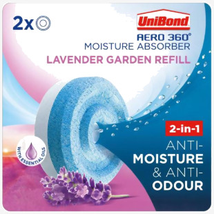 Unibond Aero 360 Moisture Absorber 2-in-1 Anti-Moisture and Anti-Odour Lavender Garden Refill (Pack 2) - 2631291 22644HK