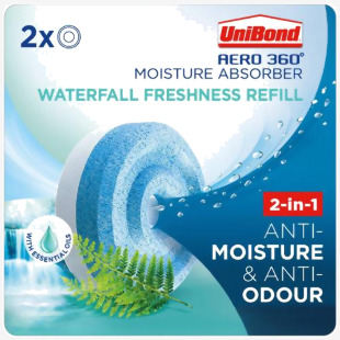 Unibond Aero 360 Moisture Absorber 2-in-1 Anti-Moisture and Anti-Odour Waterfall Freshness Refill (Pack 2) - 2631290 22658HK