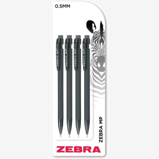 Zebra Mechanical Pencil HB 0.5mm Lead Black Barrel (Pack 4) - 2666 37185ZB