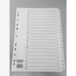 ValueX Index A-Z A4 Card White 150gsm with White Mylar Tabs 80058DENT 85205PG