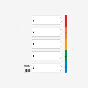 ValueX Index 1-5 A4 Card White 150gsm with Coloured Mylar Tabs - 80042DENT 85149PG