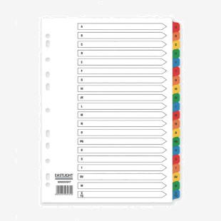 ValueX Index A-Z A4 Card White 150gsm with Coloured Mylar Tabs - 80022DENT 85128PG