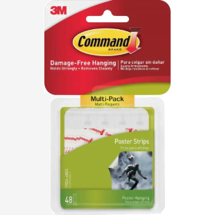 3M Command Small Poster Strips Value Pack White (Pack 48) 17024-VP - 7100235860 38760MM