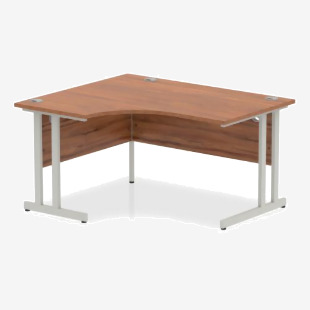 Dynamic Impulse 1400mm Left Hand Crescent Desk Walnut Top Silver Cantilever Leg I003823 22786DY