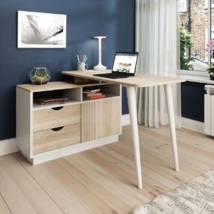 Bridge L-Shaped Home Office Desk W1200 x D550 x H750mm Sonoma Oak - 7700006 12095TK