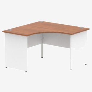 Impulse Corner Office Desk W1200 x D1200 x H730mm Panel End Leg Walnut Finish White Frame - TT000130 16659DY