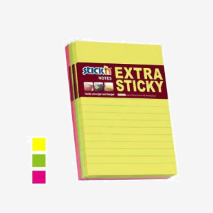 ValueX Extra Sticky Lined Notes 150x101mm 90 Sheets Per Pad Neon (Pack 3) - 27062 11514HP