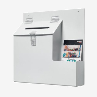 Deflecto Lockable BallotSuggestion Box White DEOPBKTYT DF79803