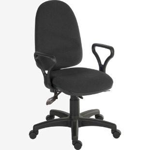 Ergo Trio Ergonomic High Back Fabric Operator Office Chair with Fixed Arms Black - 2901BLK0288 13047TK