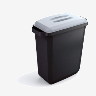 Durable DURABIN ECO 80% Recycled Plastic Waste Recycling Bin 60 Litre Rectangular Black with Grey ECO Lid - VEH2023022 28335DR