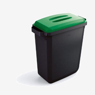 Durable DURABIN ECO 80% Recycled Plastic Waste Recycling Bin 60 Litre Rectangular Black with Green Lid - VEH2023023 28342DR