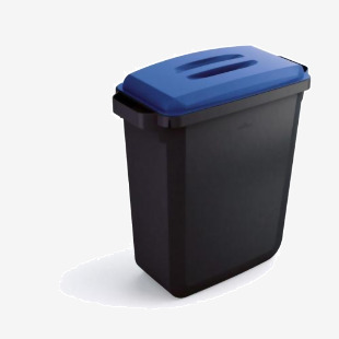 Durable DURABIN ECO 80% Recycled Plastic Waste Recycling Bin 60 Litre Rectangular Black with Blue Lid - VEH2023024 28349DR