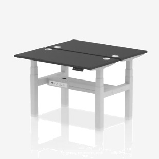 Dynamic Air Back-to-Back W1200 x D600mm Height Adjustable Sit Stand 2 Person Bench Desk With Cable Ports Black Finish Silver Frame - HA02828 38814DY