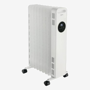 Slingsby 2kW Digital Oil Filled Radiator 9 Fin Adjustable Thermostat LED Display and Remote Control 3 Heat Settings White - 425069 47816SL