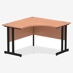 Dynamic Impulse W1200 x D1200600 x H730mm Corner Desk With Cable Management Ports & Modesty Panel Cantilever Leg Beech Finish Black Frame - MI003192 43336DY