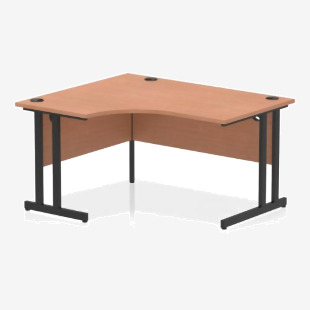 Dynamic Impulse W1400 x D1200800 x H730mm Left Hand Crescent Desk With Cable Management Ports Cantilever Leg Beech Finish Black Frame - MI003197 43084DY