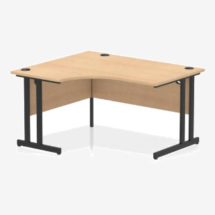 Dynamic Impulse W1400 x D1200800 x H730mm Left Hand Crescent Desk With Cable Management Ports Cantilever Leg Maple Finish Black Frame - MI003227 43098DY