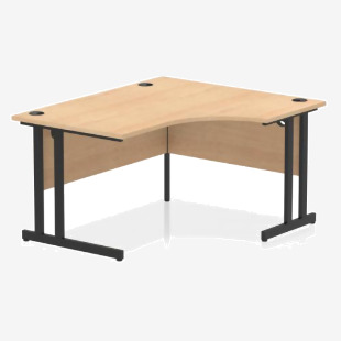 Dynamic Impulse W1400 x D8001200 x H730mm Right Hand Crescent Desk With Cable Management Ports Cantilever Leg Maple FInish Black Frame - MI003231 43224DY