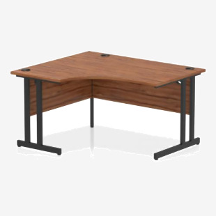 Dynamic Impulse W1400 x D1200800 x H730mm Left Hand Crescent Desk With Cable Management Ports Cantilever Leg Walnut Finish Black Frame - MI003257 43112DY