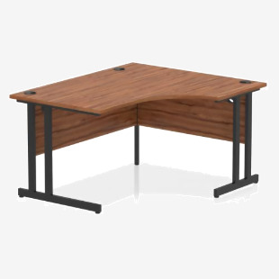 Dynamic Impulse W1400 x D8001200 x H730mm Right Hand Crescent Desk With Cable Management Ports Cantilever Leg Walnut Finish Black Frame - MI003261 43238DY