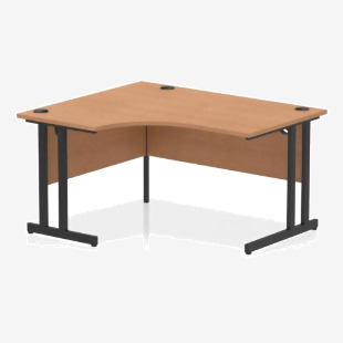 Dynamic Impulse W1400 x D1200800 x H730mm Left Hand Crescent Desk With Cable Management Ports Cantilever Leg Oak Finsh Black Frame - MI003287 43105DY