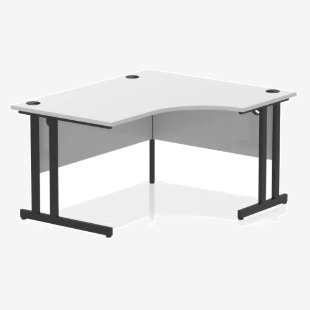 Dynamic Impulse W1400 x D8001200 x H730mm Right Hand Crescent Desk With Cable Management Ports Cantilever Leg White Finish Black Frame - MI003321 43245DY