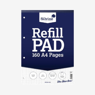 Silvine Ruled 5mm Square Headbound Refill Pad 160 Pages A4 (6 Pack) A4RPX SV41775