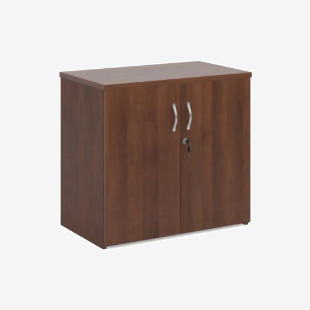 Universal double door cupboard 740mm high with 1 shelf - walnut R740DW