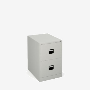 Steel 2 drawer contract filing cabinet 711mm high - goose grey DCF2G