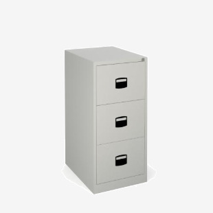 Steel 3 drawer contract filing cabinet 1016mm high - goose grey DCF3G