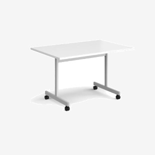 Rectangular flip top meeting table with silver frame 1200mm x 800mm - white FLP12-S-WH