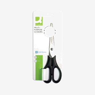 Q-Connect Ergonomic All Purpose Scissors 170mm Stainless Steel Blades Black Handle CKF01228 KF01228