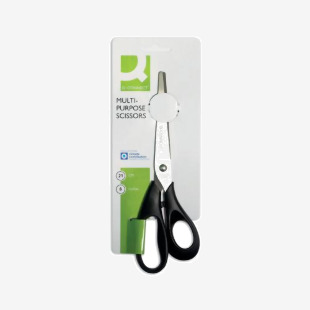 Q-Connect Ergonomic All Purpose Scissors 210mm Stainless Steel Blades Black Handle CKF01227 KF01227