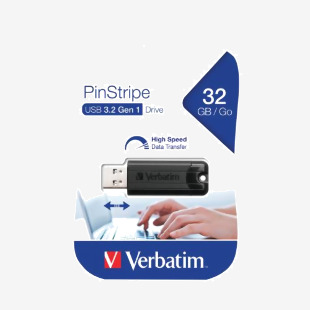 Verbatim Black Pinstripe 32GB USB 3.0 Flash Drive 49317 VM49317