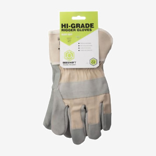 Beeswift Canadian High Quality Leather Rigger Gloves 1 Pair Grey One Size BSW27072